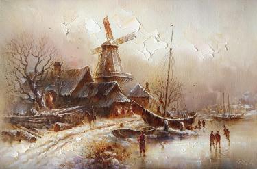 Пейзаж с мельницей  Давлетьянов Г.