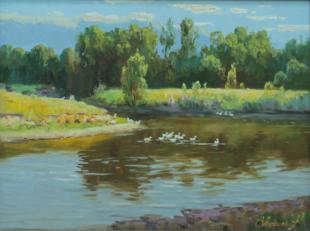 гуси  на пруду Лукиянов В.А.