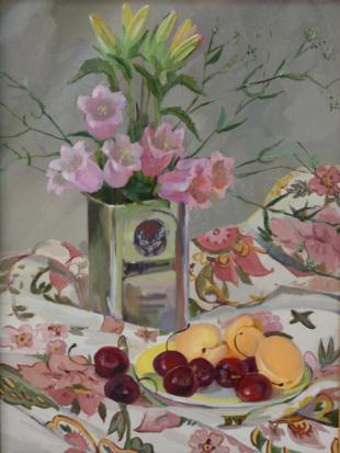 Натюрморт с черешней и абрикосами 44