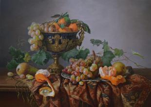 Натюрморт с фруктами и синей чашей 205