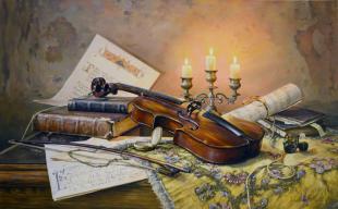 Натюрморт со скрипкой и свечами 205