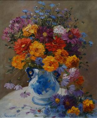 Осенний букет с бархотками 90