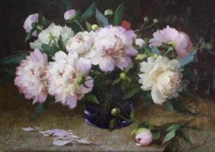 Пионы в синей вазе Николаев Ю.В.