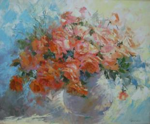 Розы в вазе 206